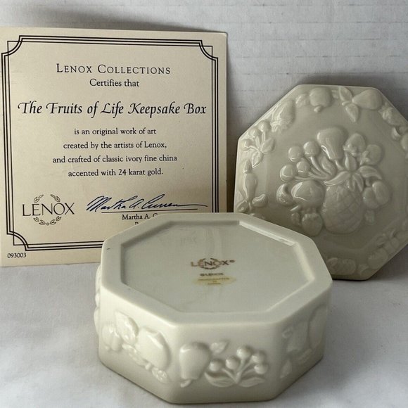 Lenox Collection The Fruit Of Life Keepsake Trinket Box Bone China 24 Karat Gold - Picture 1 of 4